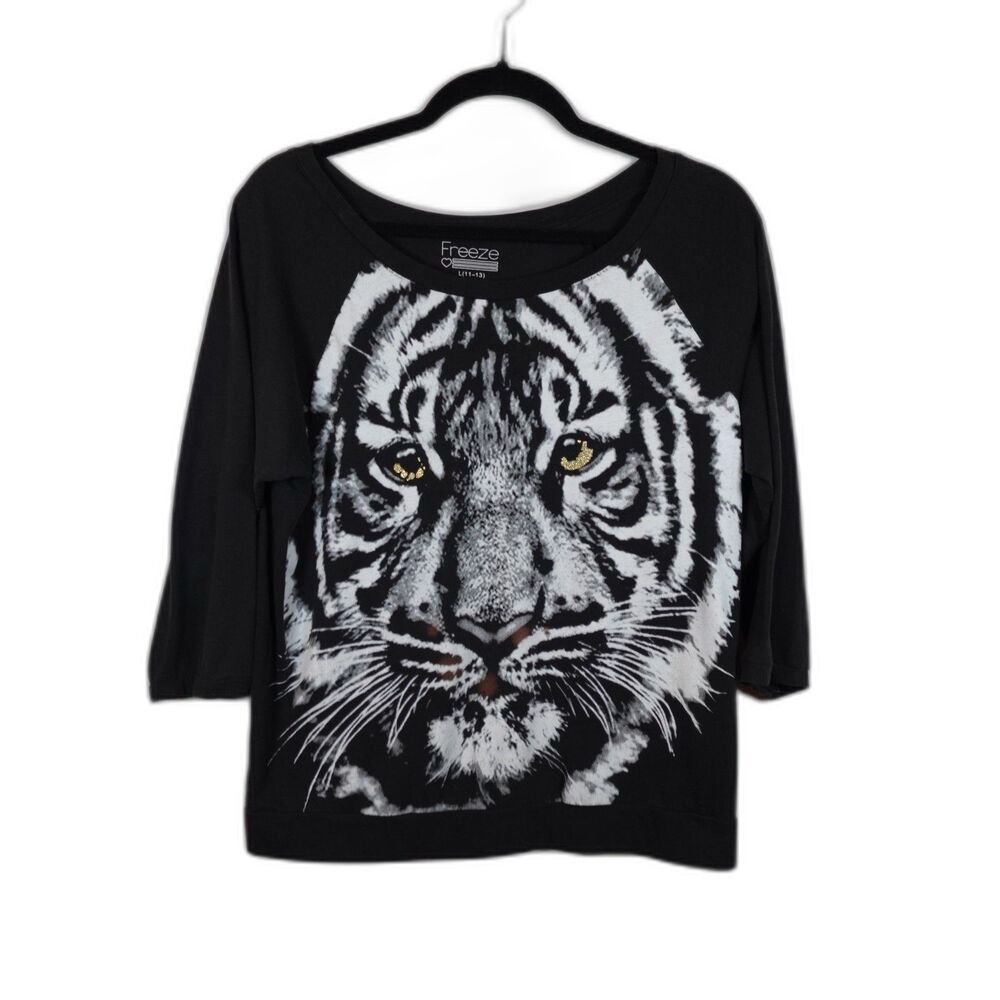 Y2K Women Top Size L Retro Animal Print Streetwear Skater